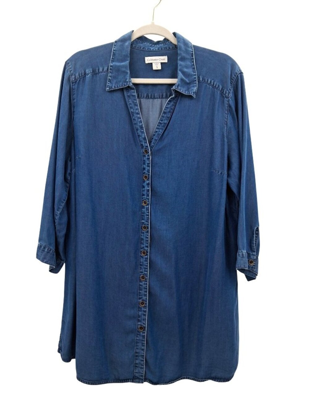Coldwater Creek Blue Chambray Lyocell Button-Front Tunic Size 1X